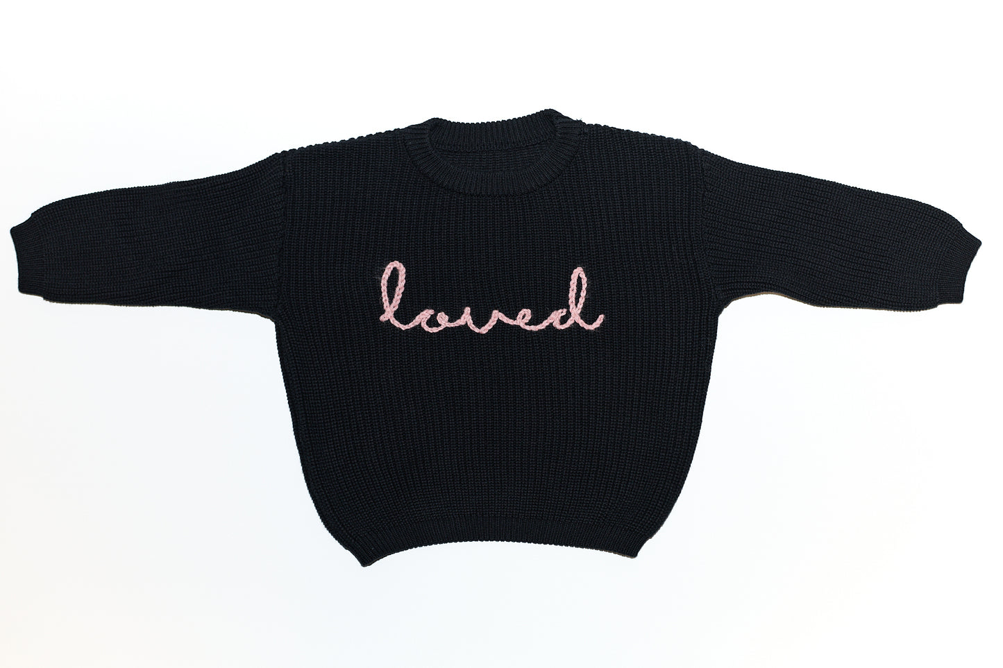 Embroidered "Loved" Knit Sweater