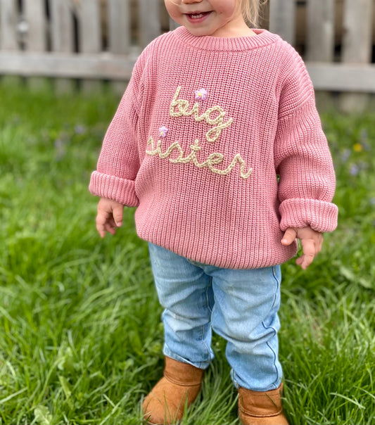 Embroidered Sibling Knit Sweater