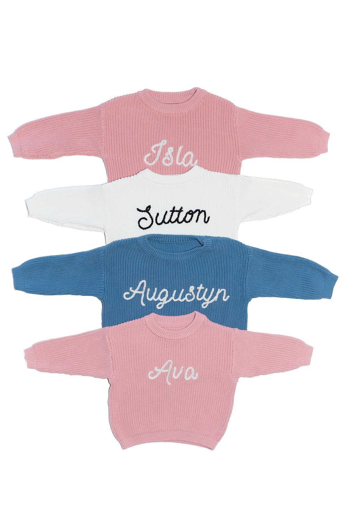 Embroidered Name Knit Sweater