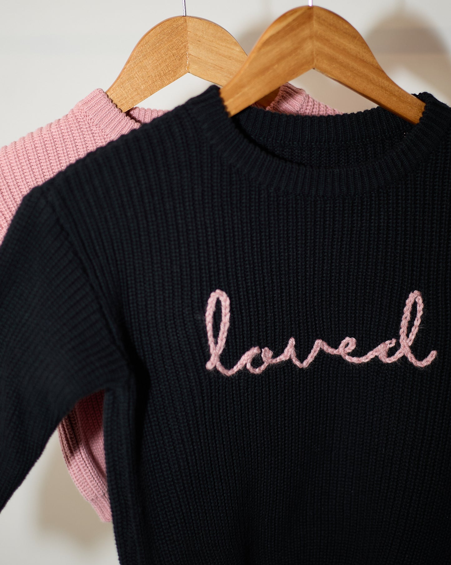 Embroidered "Loved" Knit Sweater
